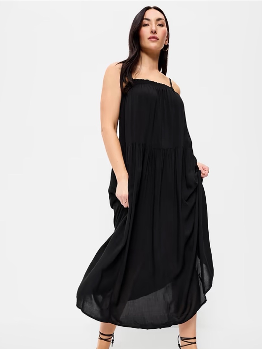 Old Navy Black Smocked Maxi Dress with Pockets